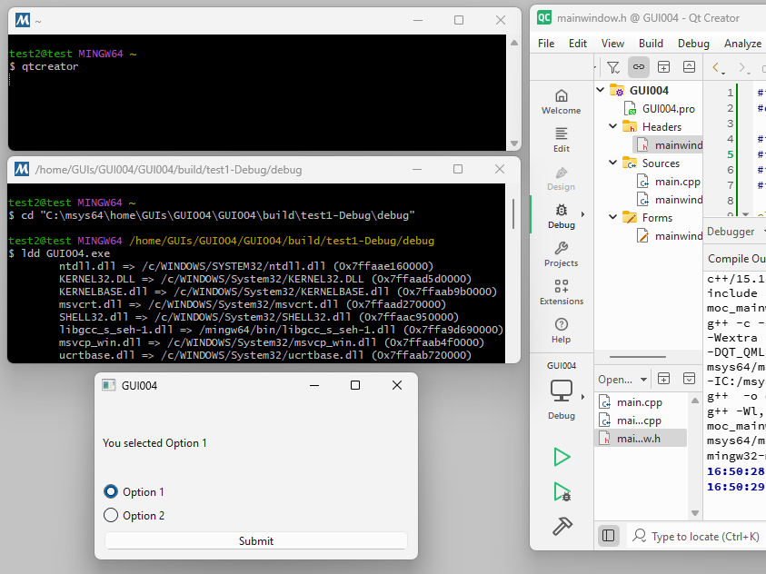 Qt GUI MSYS2